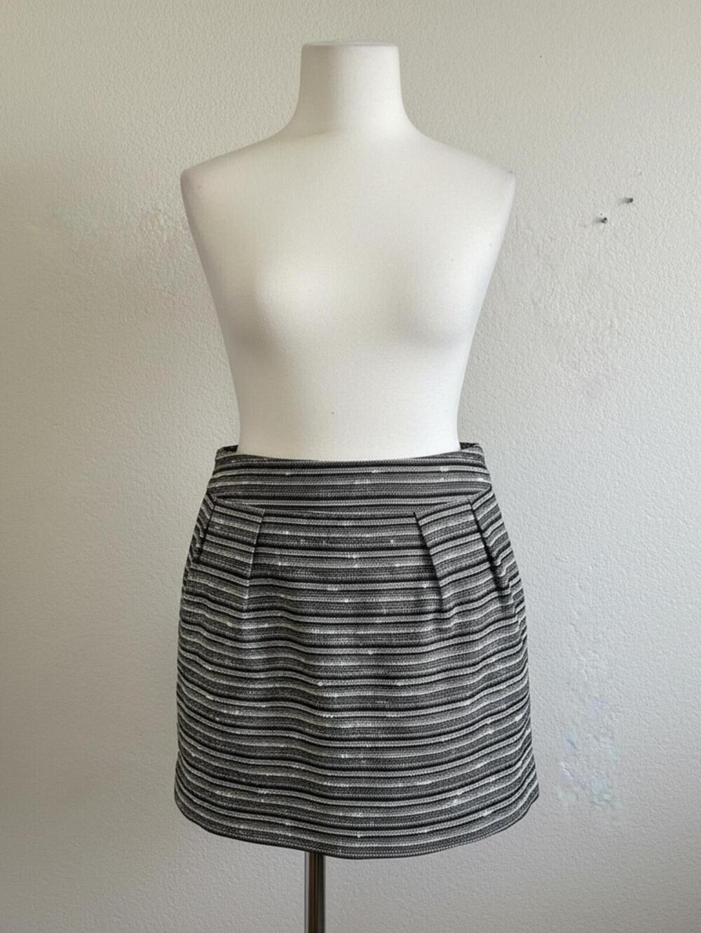 Chic Black and Silver Striped Mini Skirt